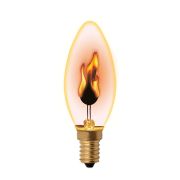 Лампа декоративная IL-N-C35-3/RED-FLAME/E14/CL с типом свечения «эффект пламени» форма «свеча» прозр. упак. картон Uniel UL-00002981